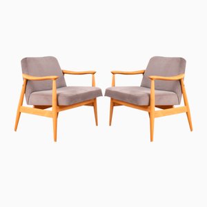 Mid-Century Polish Lounge Chairs by J. Kędziorek, 1960s, Set of 2-LOT-2038172