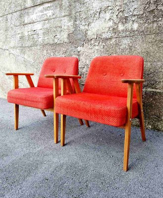 Mid-Century Polish Model 366 Armchairs attributed to Józef Chierowski, 1960s, Set of 2-PUG-1426497