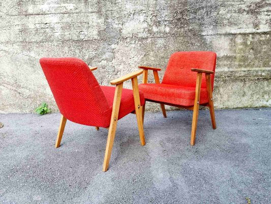 Mid-Century Polish Model 366 Armchairs attributed to Józef Chierowski, 1960s, Set of 2-PUG-1426497