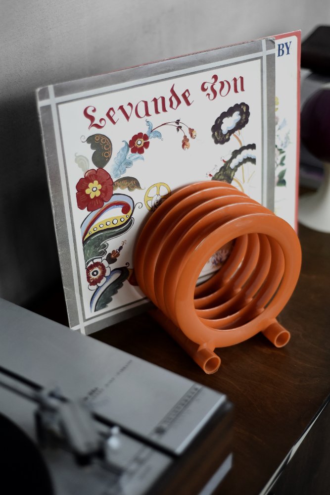 Mid-Century Polish Modern Orange Plastic Vinyl Record Holder from ZZG Biały Dunajec, 1970s