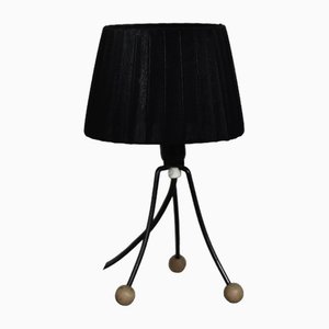 Mid-Century Polish Modern Small Table Lamp with Black Lampshade, 1960s-ZAA-1781993