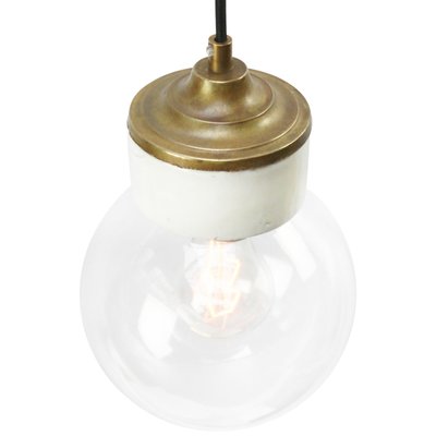 Mid-Century Porcelain & Brass Pendant Lamp-BLS-565126