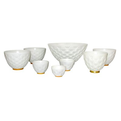 Mid-Century Porcelain Crown Bowls or Candleholders by Gunnar Nylund for Rörstrand, 1970s, Set of 8-YGE-801897