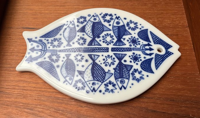 Mid-Century Porcelain Fish Wall Plate from Porsgrund, Norway, 1960s-UAH-1812444