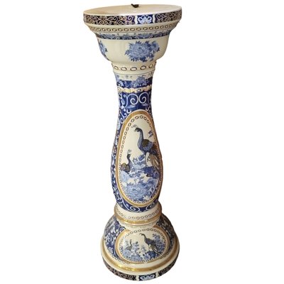 Mid-Century Porcelain Pedestal with peacock motifs-TCS-1746321