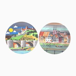 Mid-Century Porcelain Plate by Barbara Fürstenhöfer for Wurzburg Schirnding Bavaria, Set of 2-TCS-1144234