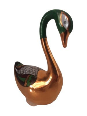 Mid-Century Porcelain Swan in 24k Gold from Artlynsa. Spain-TCS-1328239