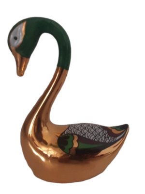 Mid-Century Porcelain Swan in 24k Gold from Artlynsa. Spain-TCS-1328239