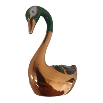 Mid-Century Porcelain Swan in 24k Gold from Artlynsa. Spain-TCS-1328239