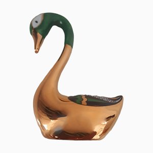 Mid-Century Porcelain Swan in 24k Gold from Artlynsa. Spain-TCS-1328239