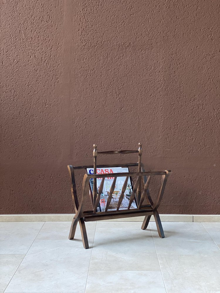 Mid-Century Portivists Foldable Magazine Rack in Mahogany, 1950s