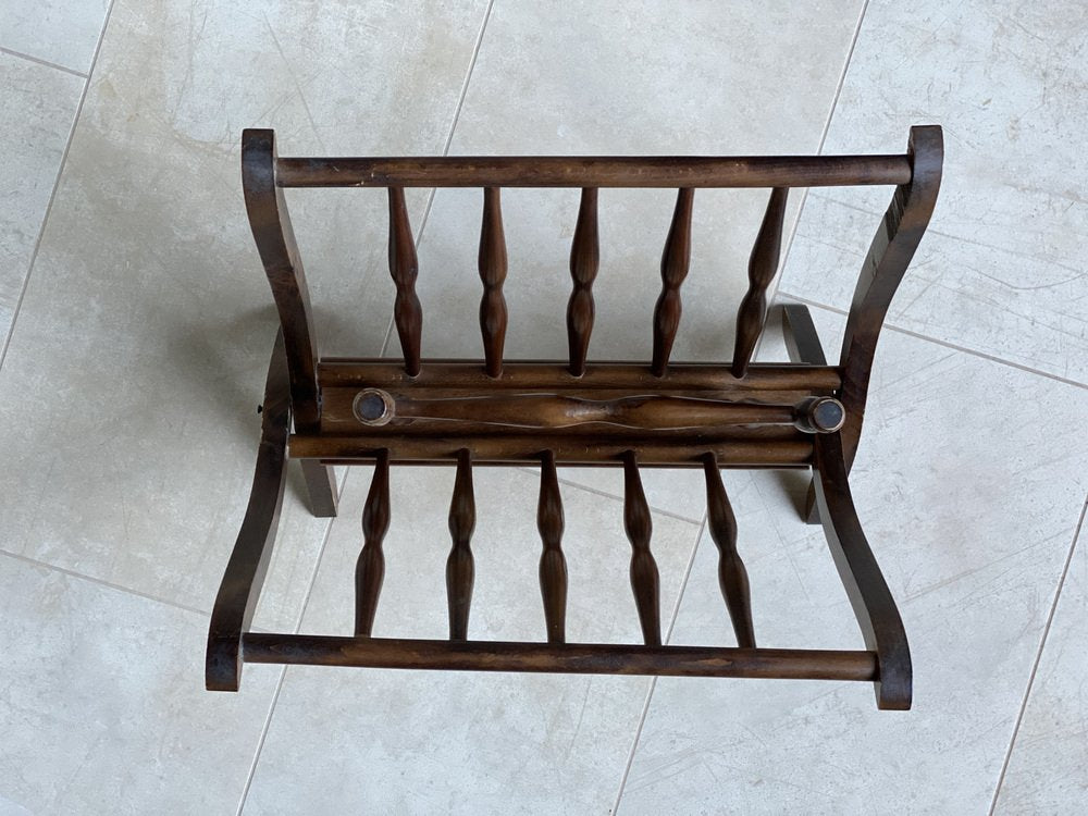 Mid-Century Portivists Foldable Magazine Rack in Mahogany, 1950s