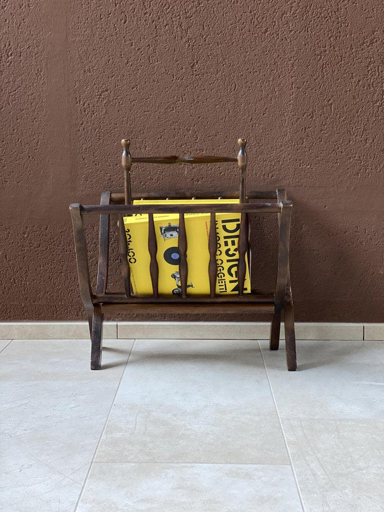 Mid-Century Portivists Foldable Magazine Rack in Mahogany, 1950s