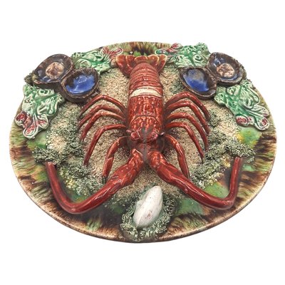 Mid-Century Portuguese Earthenware Lobster Plate-TCS-1140828