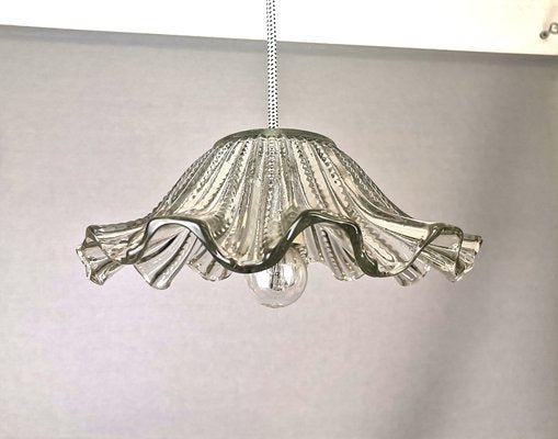 Mid-Century Portuguese Farmhouse Clear Glass Bowl Hanging Lamp, 1960s-SCS-1669313