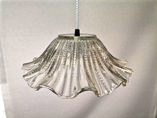 Mid-Century Portuguese Farmhouse Clear Glass Bowl Hanging Lamp, 1960s-SCS-1669313