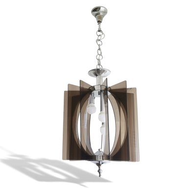 Mid-Century Portuguese Hanging Lamp in Chrome and Acrylic, 1960s-SCS-1226696