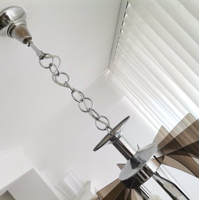 Mid-Century Portuguese Hanging Lamp in Chrome and Acrylic, 1960s-SCS-1226696