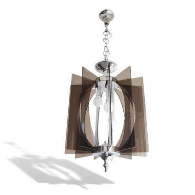 Mid-Century Portuguese Hanging Lamp in Chrome and Acrylic, 1960s-SCS-1226696