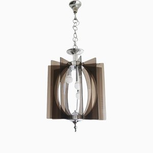 Mid-Century Portuguese Hanging Lamp in Chrome and Acrylic, 1960s-SCS-1226696