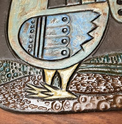 Mid-Century Pottery Wall Plaque with Chicken Rooster Decor, 1960s-UAH-1812437