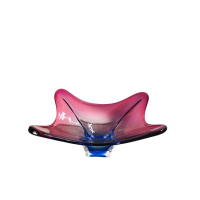 Mid-Century Purple & Blue Murano Glass Bowl Centerpiece from Fratelli Toso, 1970s-UWE-1779503