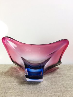 Mid-Century Purple & Blue Murano Glass Bowl Centerpiece from Fratelli Toso, 1970s-UWE-1779503