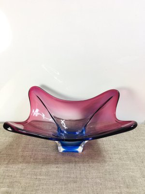 Mid-Century Purple & Blue Murano Glass Bowl Centerpiece from Fratelli Toso, 1970s-UWE-1779503