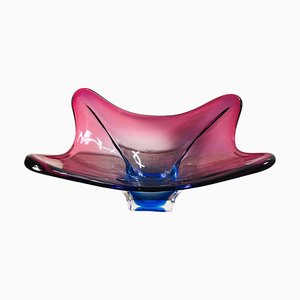 Mid-Century Purple & Blue Murano Glass Bowl Centerpiece from Fratelli Toso, 1970s-UWE-1779503