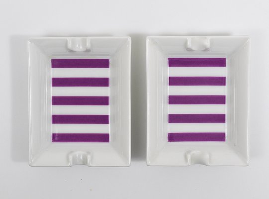 Mid-Century Purple Porcelain Ashtrays from Augarten, Vienna, Austria, 1950s, Set of 2-MWV-1757779