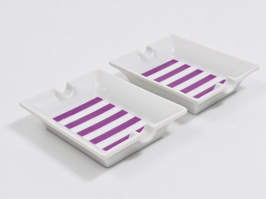 Mid-Century Purple Porcelain Ashtrays from Augarten, Vienna, Austria, 1950s, Set of 2-MWV-1757779