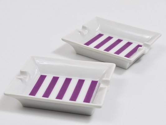 Mid-Century Purple Porcelain Ashtrays from Augarten, Vienna, Austria, 1950s, Set of 2-MWV-1757779