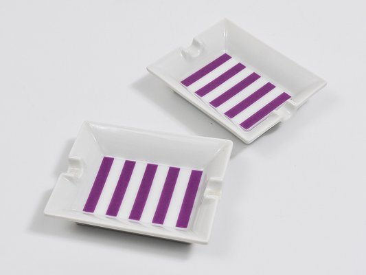 Mid-Century Purple Porcelain Ashtrays from Augarten, Vienna, Austria, 1950s, Set of 2-MWV-1757779