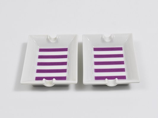 Mid-Century Purple Porcelain Ashtrays from Augarten, Vienna, Austria, 1950s, Set of 2-MWV-1757779