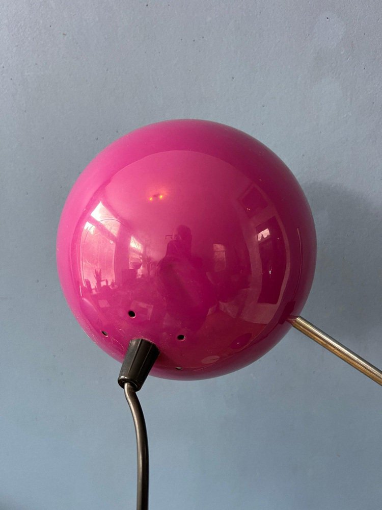 Mid-Century Purple Swivel Arm Eyeball Floor Lamp