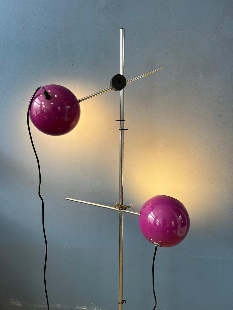 Mid-Century Purple Swivel Arm Eyeball Floor Lamp