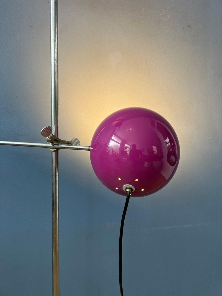 Mid-Century Purple Swivel Arm Eyeball Floor Lamp