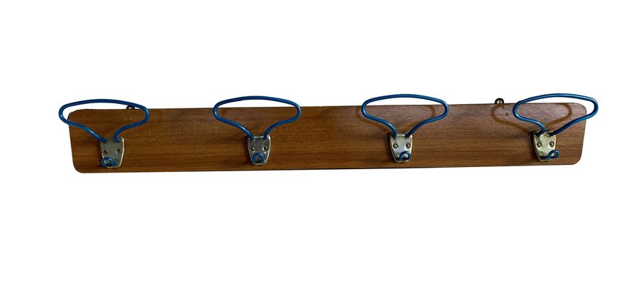 Mid-Century Rack in Curved Blue Metal with 4 Hooks-GGK-841270