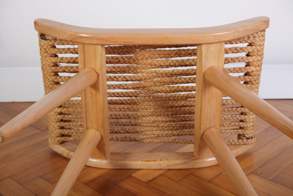 Mid-Century Raffia Stool from Uluv, 1960s