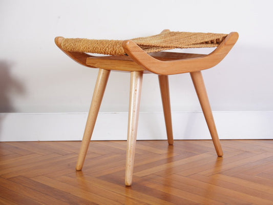 Mid-Century Raffia Stool from Uluv, 1960s