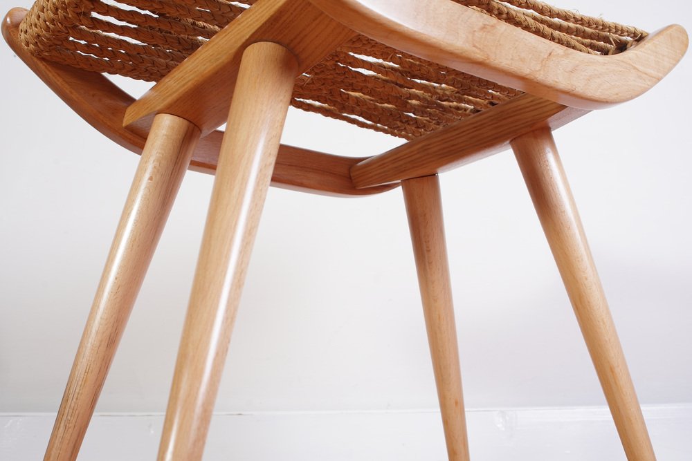 Mid-Century Raffia Stool from Uluv, 1960s