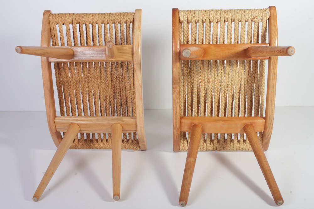 Mid-Century Raffia Stools from Uluv, 1960s, Set of 2