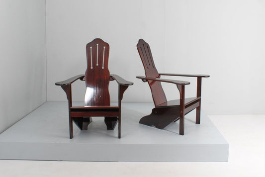 Mid-Century Rationalist Wooden Naval Armchairs by Gino Levi Montalcini, Italy, 1970s, Set of 2