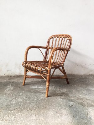 Mid-Century Rattan and Bamboo Baby Chair, 1950s-GGK-645203