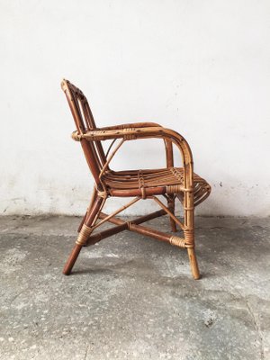 Mid-Century Rattan and Bamboo Baby Chair, 1950s-GGK-645203