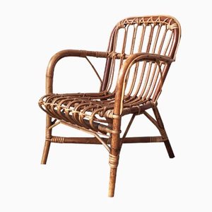 Mid-Century Rattan and Bamboo Baby Chair, 1950s-GGK-645203