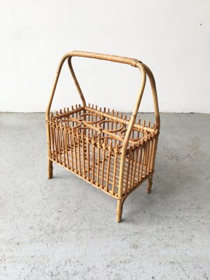 Mid-Century Rattan and Bamboo Bottle Holder, 1950s-GGK-663504