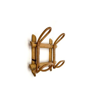 Mid-Century Rattan and Bamboo Coat Rack Stand, Italy, 1960s-LYQ-1448619