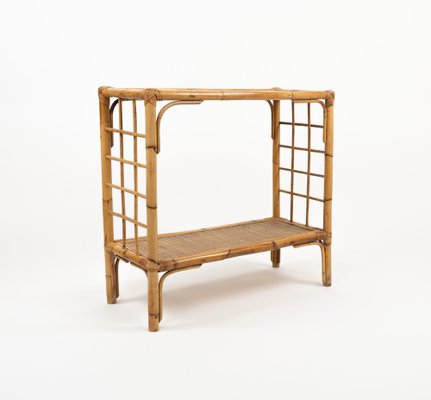 Mid-Century Rattan and Bamboo Console Table, Italy, 1970s-LYQ-1791335