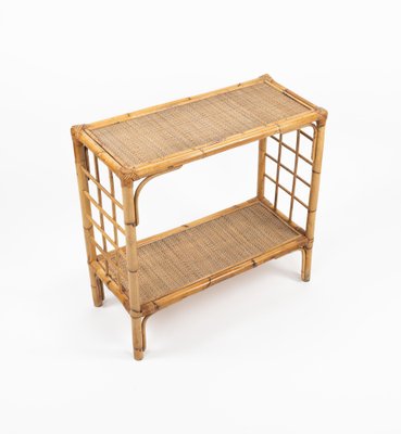 Mid-Century Rattan and Bamboo Console Table, Italy, 1970s-LYQ-1791335